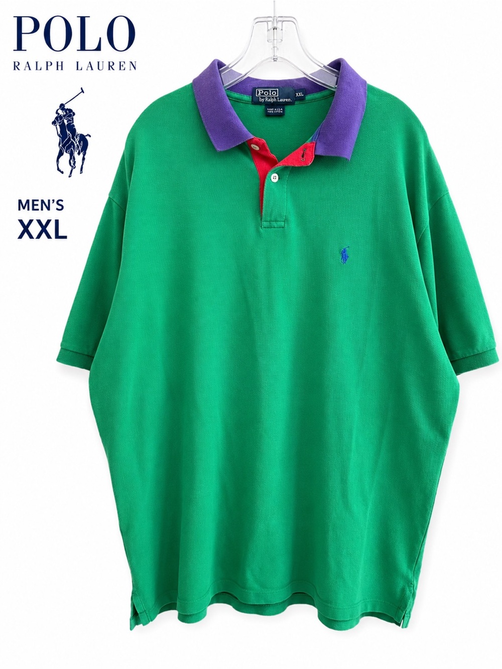 Vintage Polo Ralph Lauren Made In USA Green Rugby Polo Shirt Men’s XXL